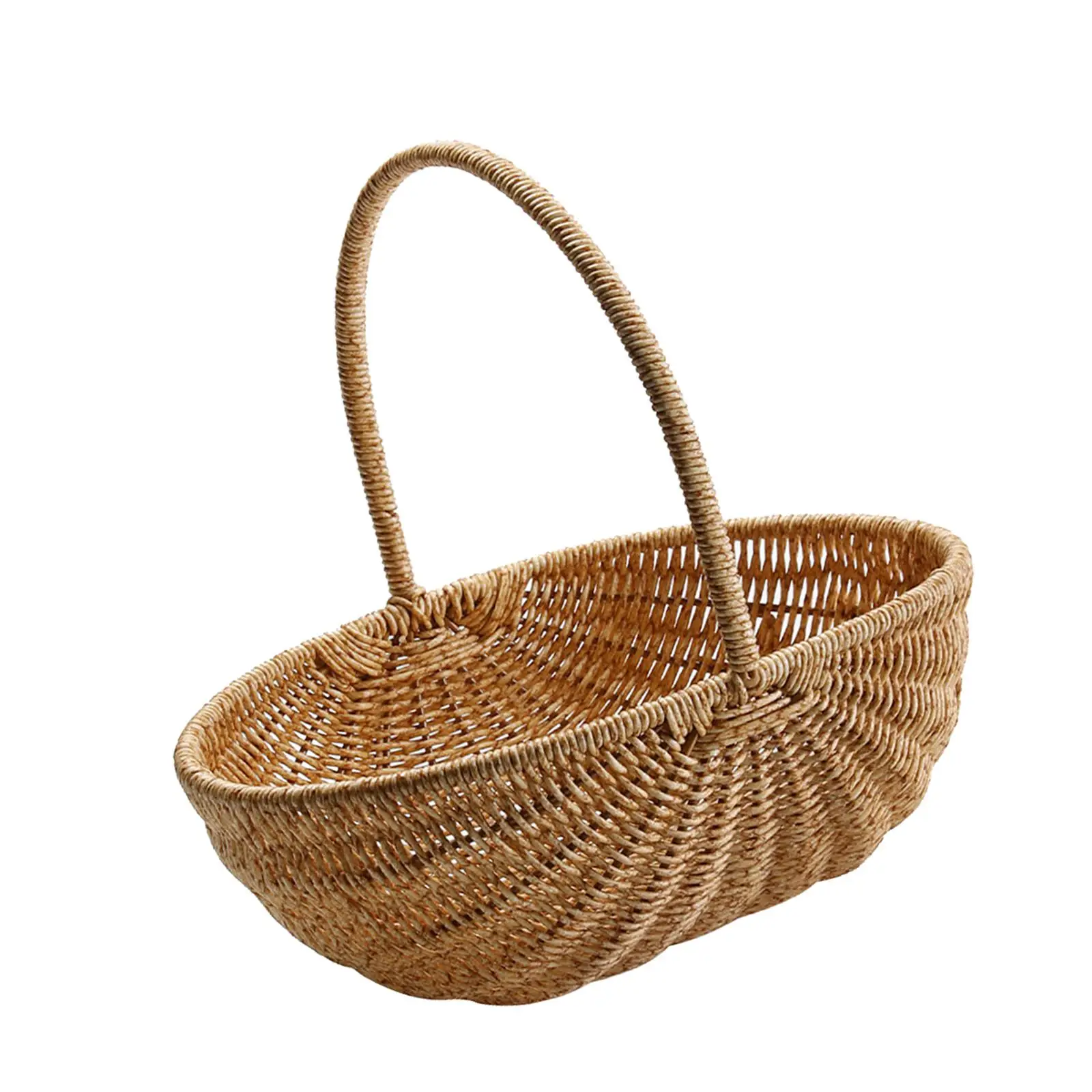 Multifunctional Woven Basket Storage Breathable Decoration with Handle Organizer for Picnic Shopping Cabinet Bathroom Vegetables
