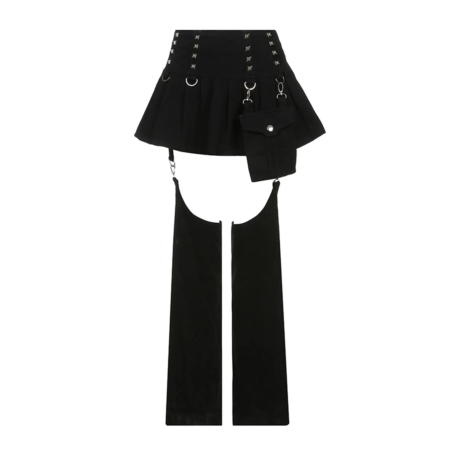PUNK Gothic sexy mini black pleated skirt shorts womens skirts