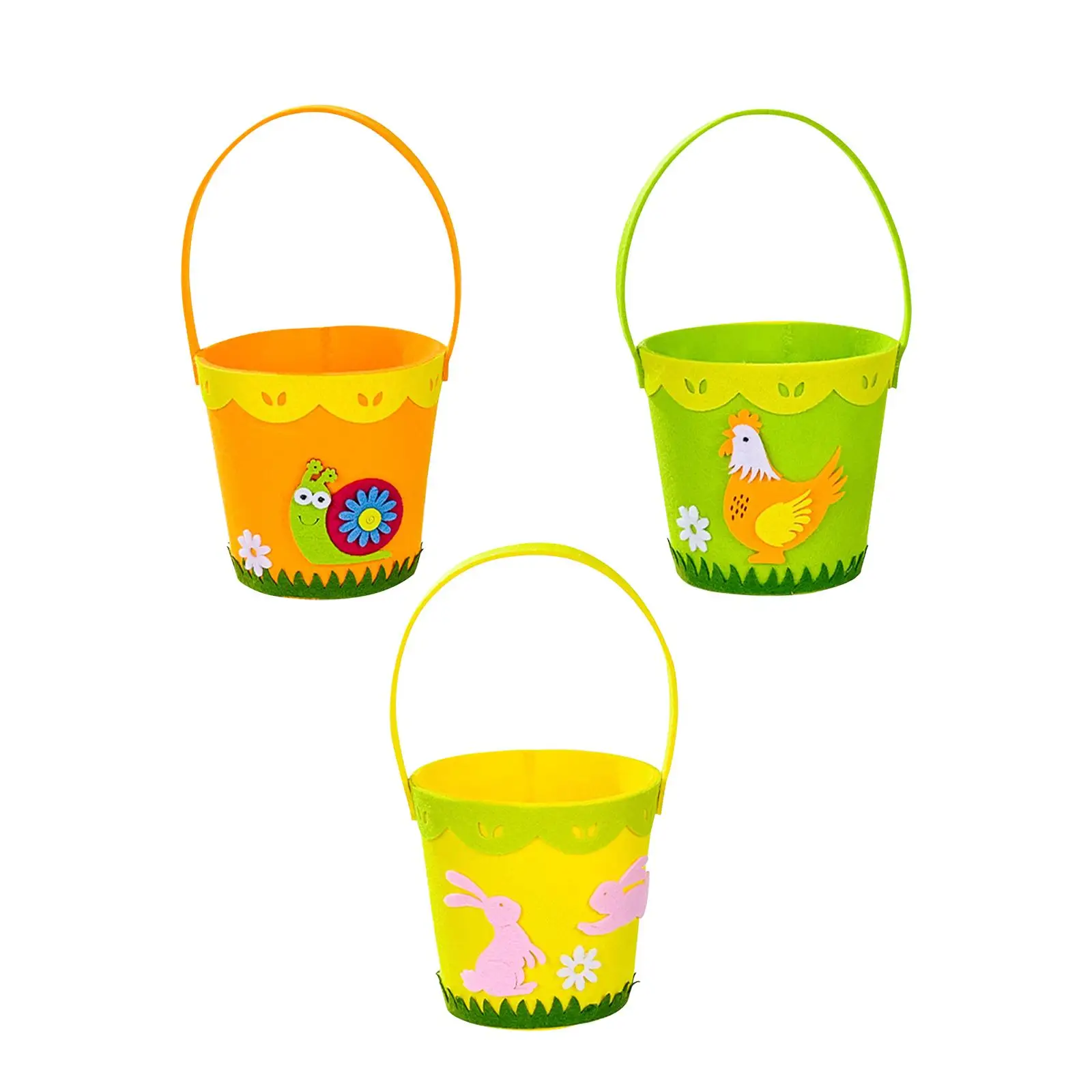 Non Woven Easter Basket with Handles Party Favor Accessories Treat Goody Bags Carry Bucket for celebrate Gift Supplies Kids