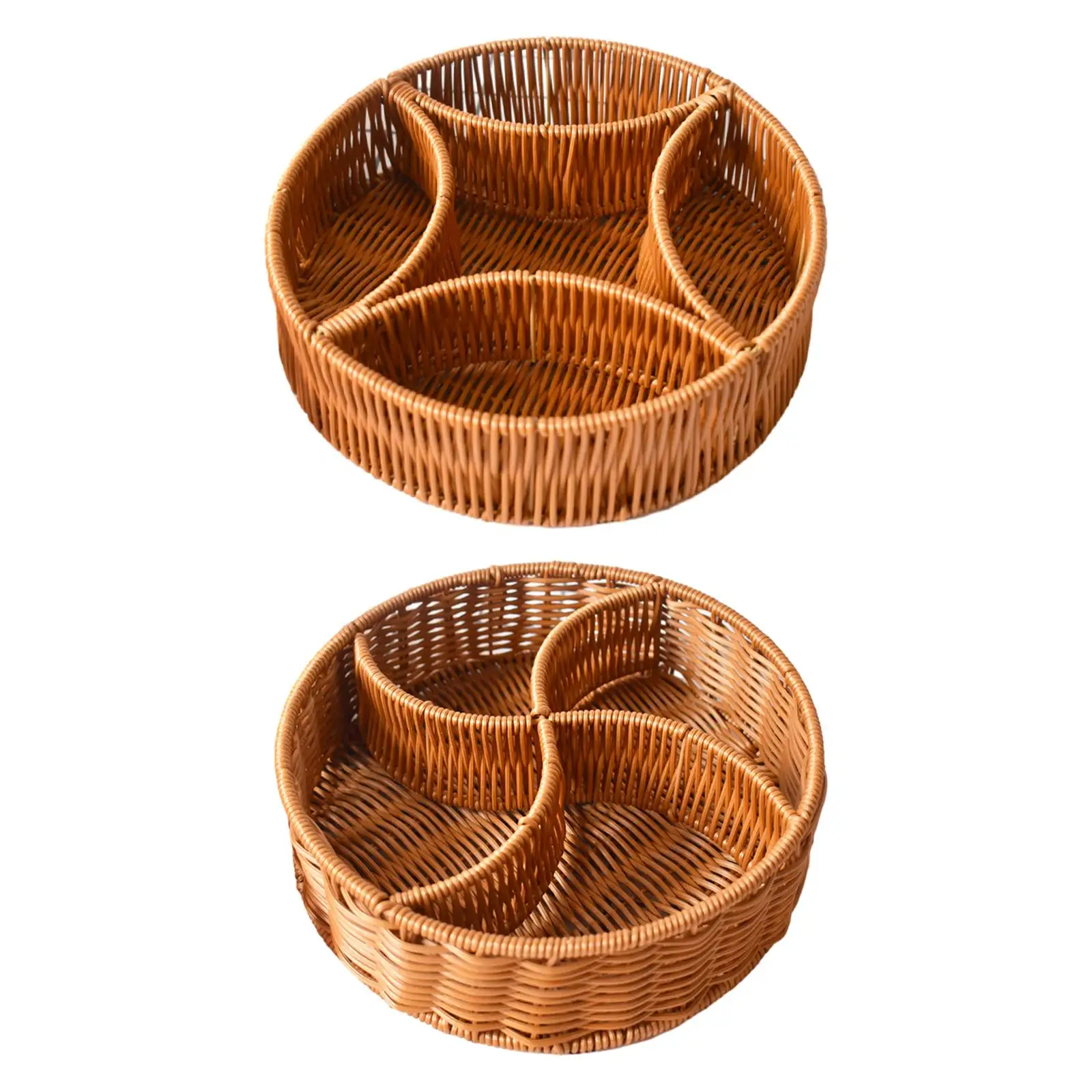 Hand Woven Serving Basket Candy Serving Tray Rustic Decorative Food Serving Holder for Pantry Restaurant Hotel Coffee Table Home