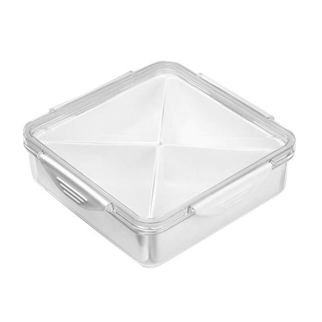 Honrane Veggie Tray with Lid 4/6 Compartments Divided Snack Box Container:  Party Serving Platter for Snacks, Appetizers, Desserts, Fruits, and Meal