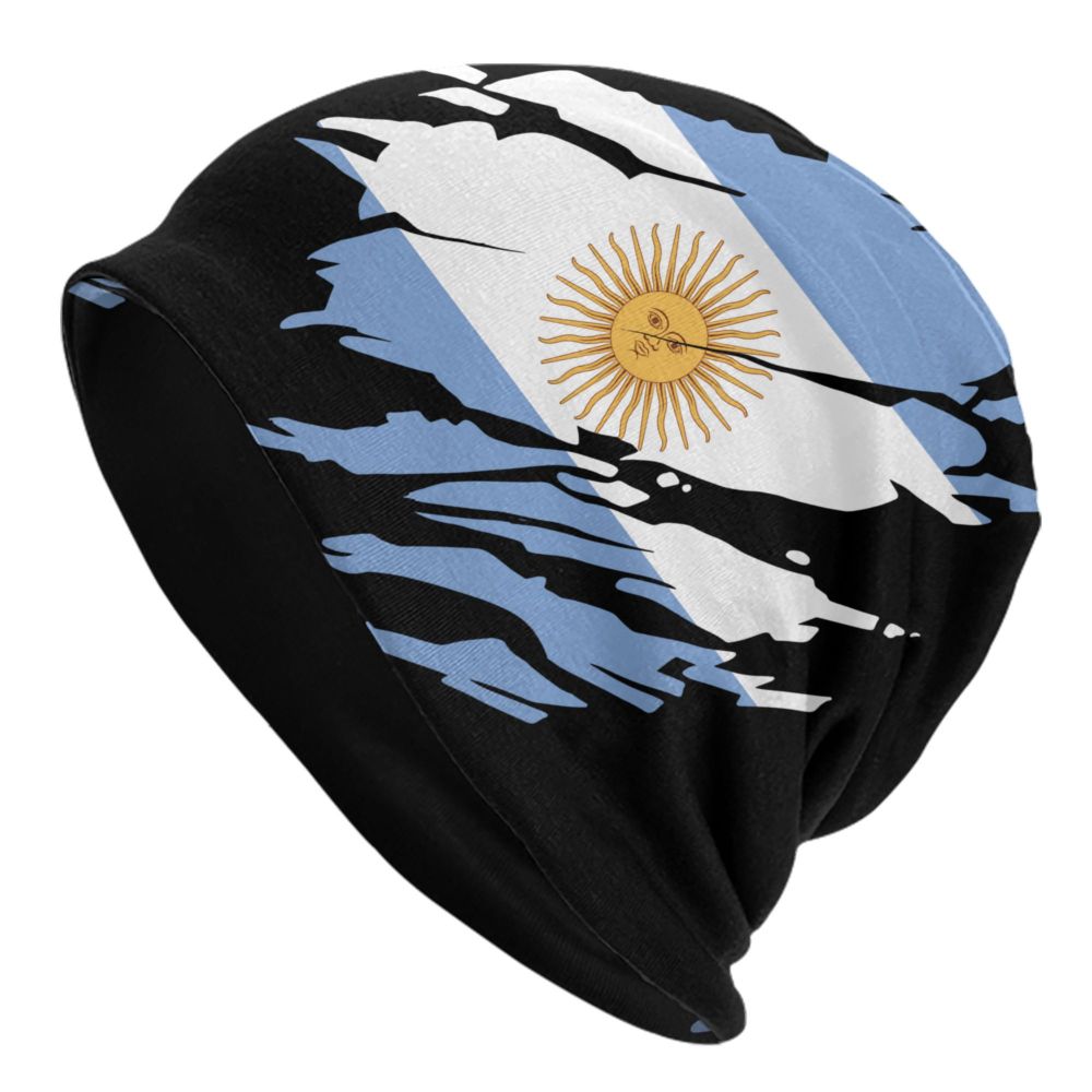 Benutzer definierte Flagge von Argentinien Schädel Mützen Mützen Männer Frauen Unisex Straße Winter warme Strick mütze Erwachsenen Motorhaube Hüte – Detail 25