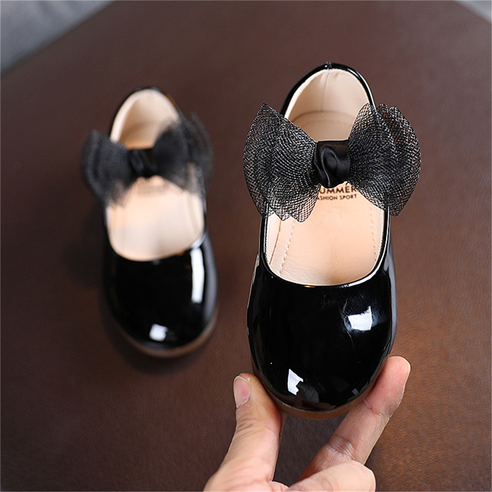 Mädchen Leder Schuhe, Einfarbig Weiche Sohle Flache Schuhe mit Dekorative Bogen Knoten, blass Rosa/Beige/Schwarz – Detail 13