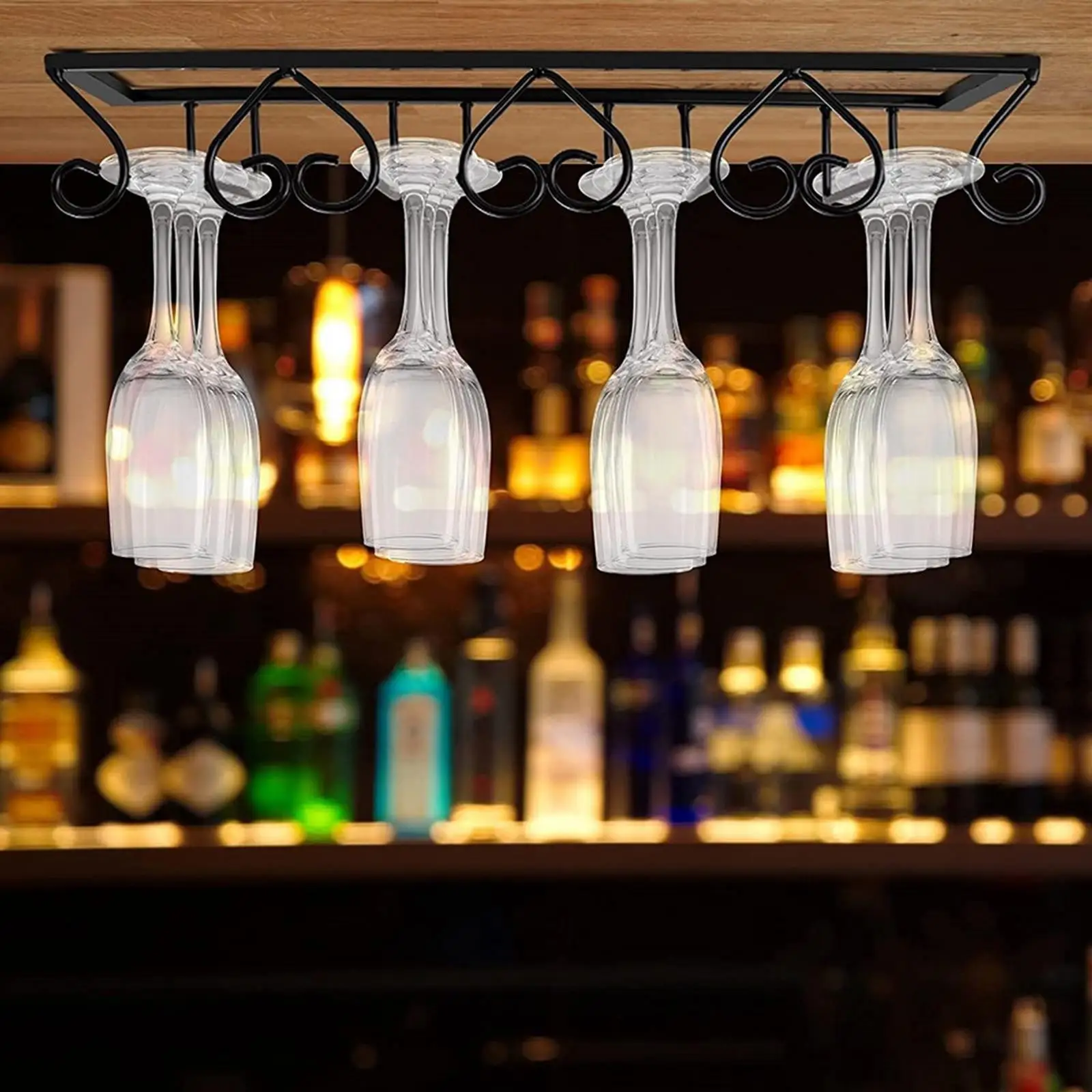 Wine Glass Holder Storage Rack Hanging Stemware for Kitchen Restaurant