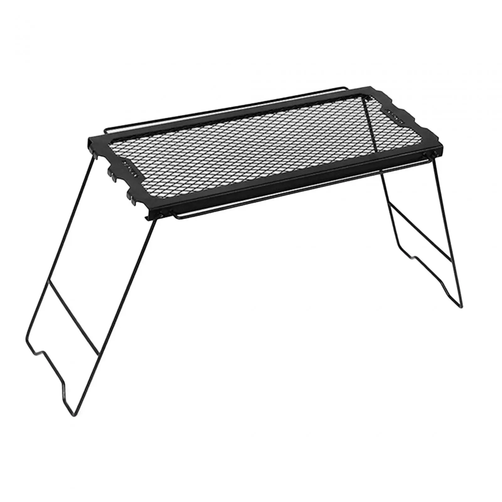 Folding Camping Table, Foldable Campfire Grill with Mesh Desktop, Compact Camping Cooking Grate over Fire for Hiking, BBQ
