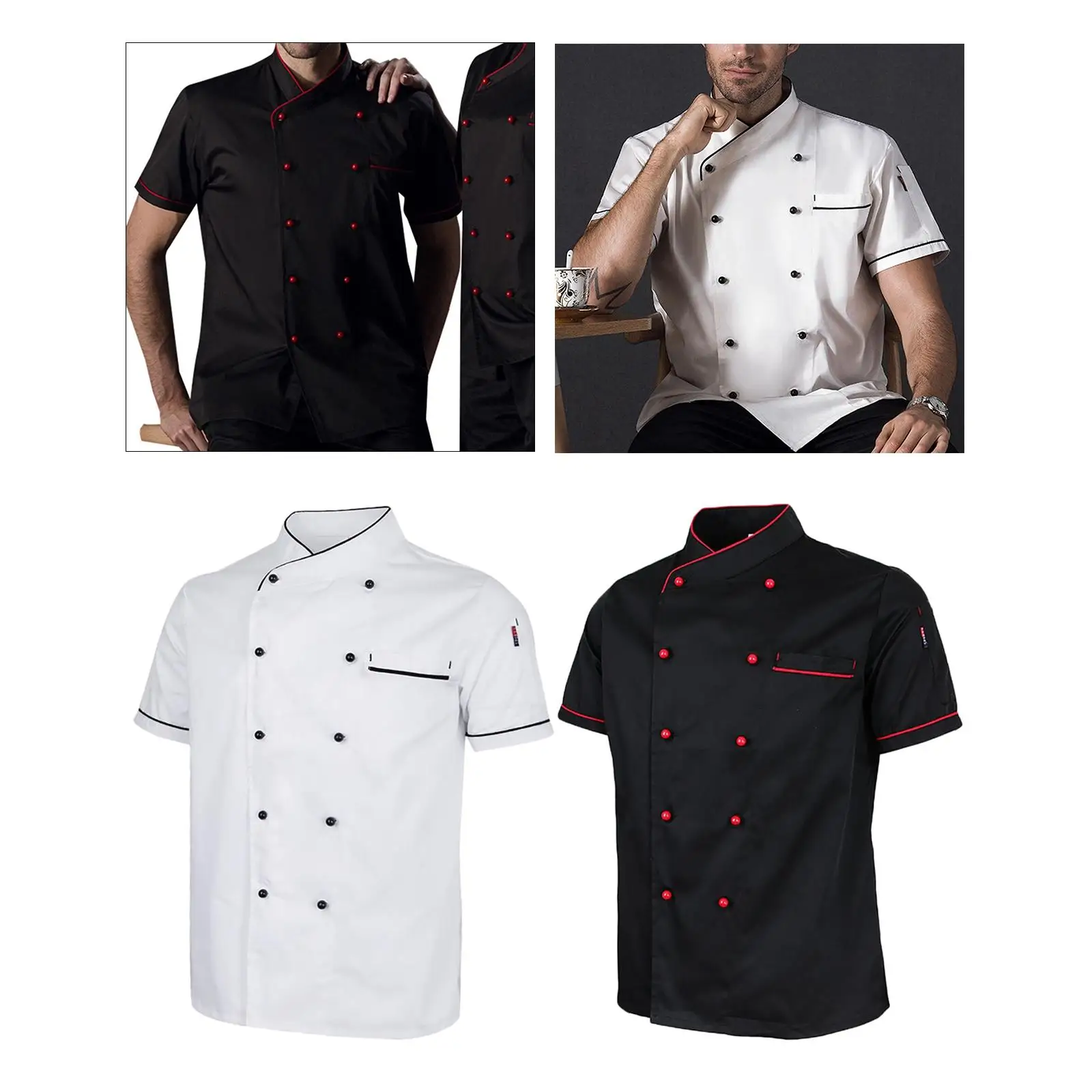 Chef Jacket Short Sleeve Uniform for Restaurant Kitchen Culinary School
