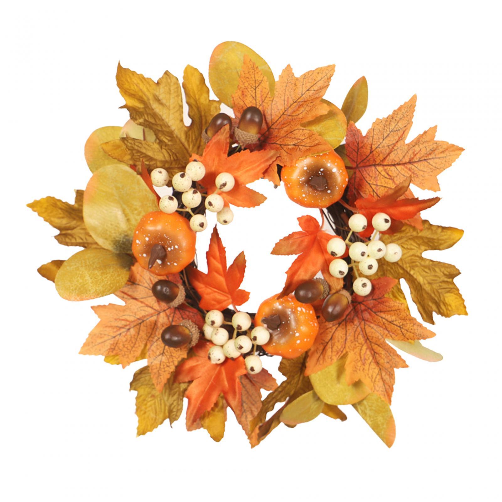 Mini Fall Candle Wreaths Rings Autumn Candle Rings for Home Farmhouse Bar