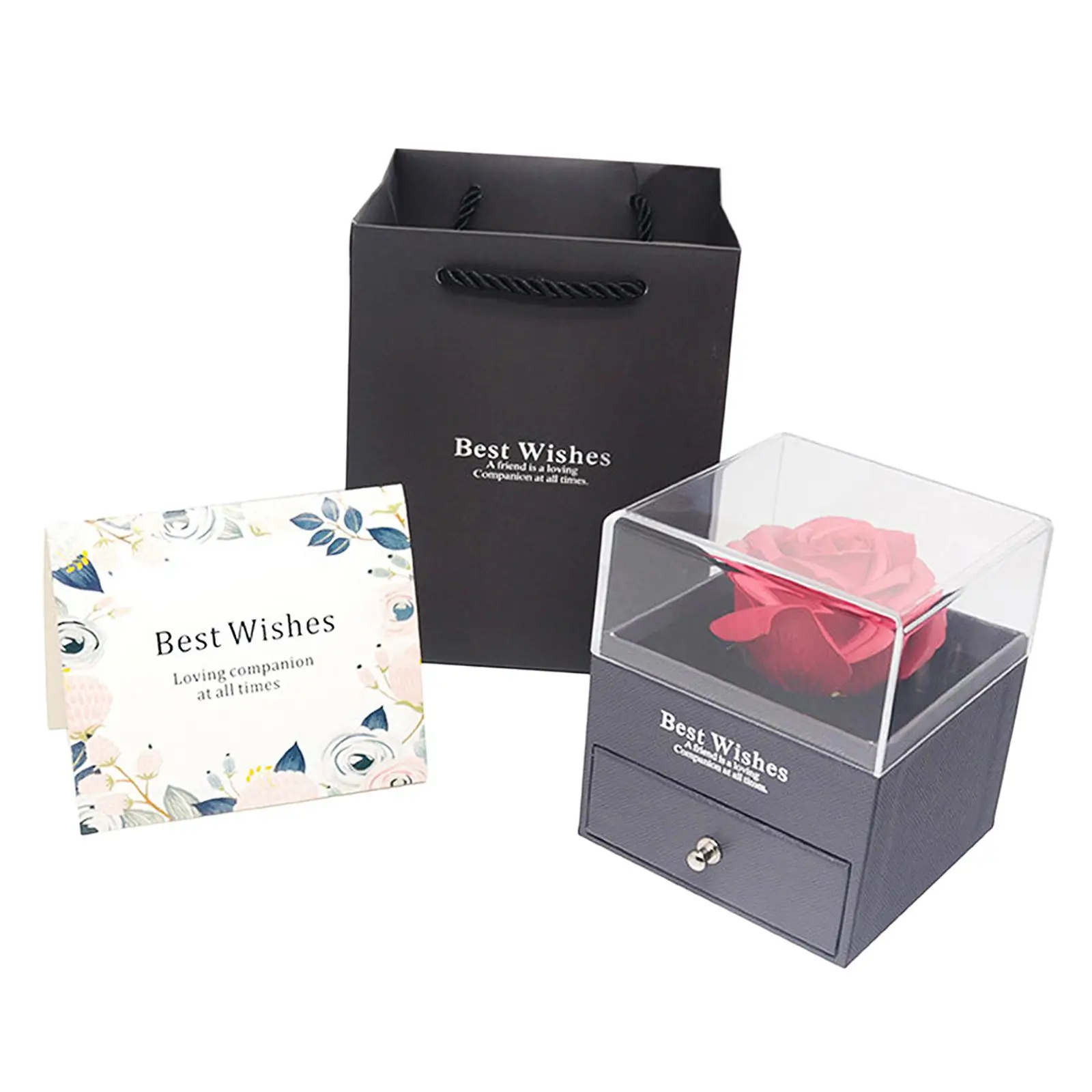3 Pieces Valentine`s Day Gift Eternal Flowers Rose Gift Box Preserved Rose Jewelry Box for Wife Birthday Grandma Mum Anniversary