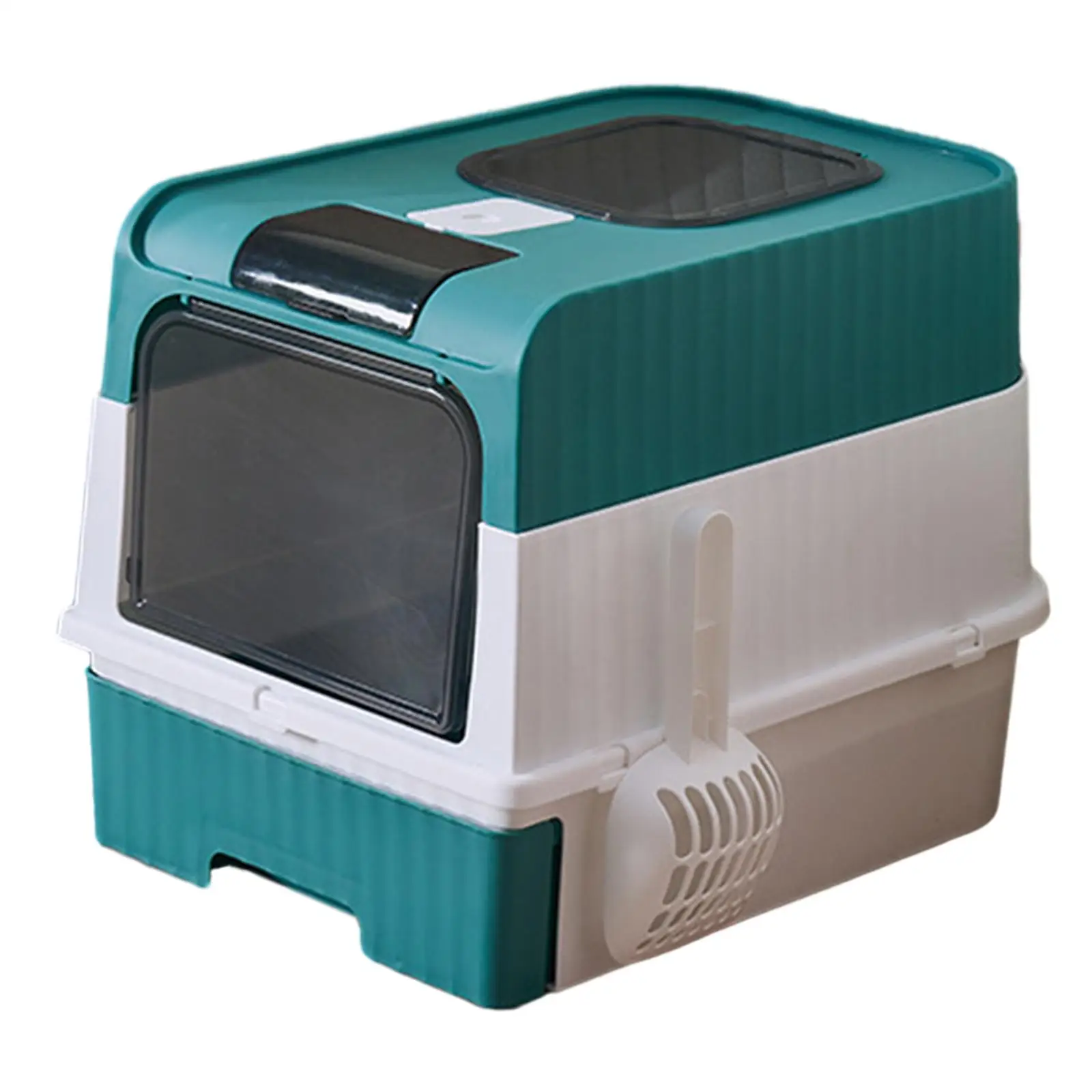 Hooded Cat Litter Boxes with Scoop Pet Supplies Removable Cat Litter Tray Durable Easy Access Large Spacious Fully Enclosed