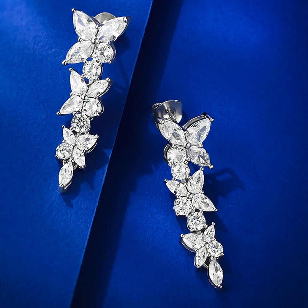PuBang Edlen Schmuck Solide 925 Sterling Silber Marquise Cut Erstellt Moissanit Tropfen Ohrringe für Frauen Hochzeit Geschenk Großhandel – Detail 5
