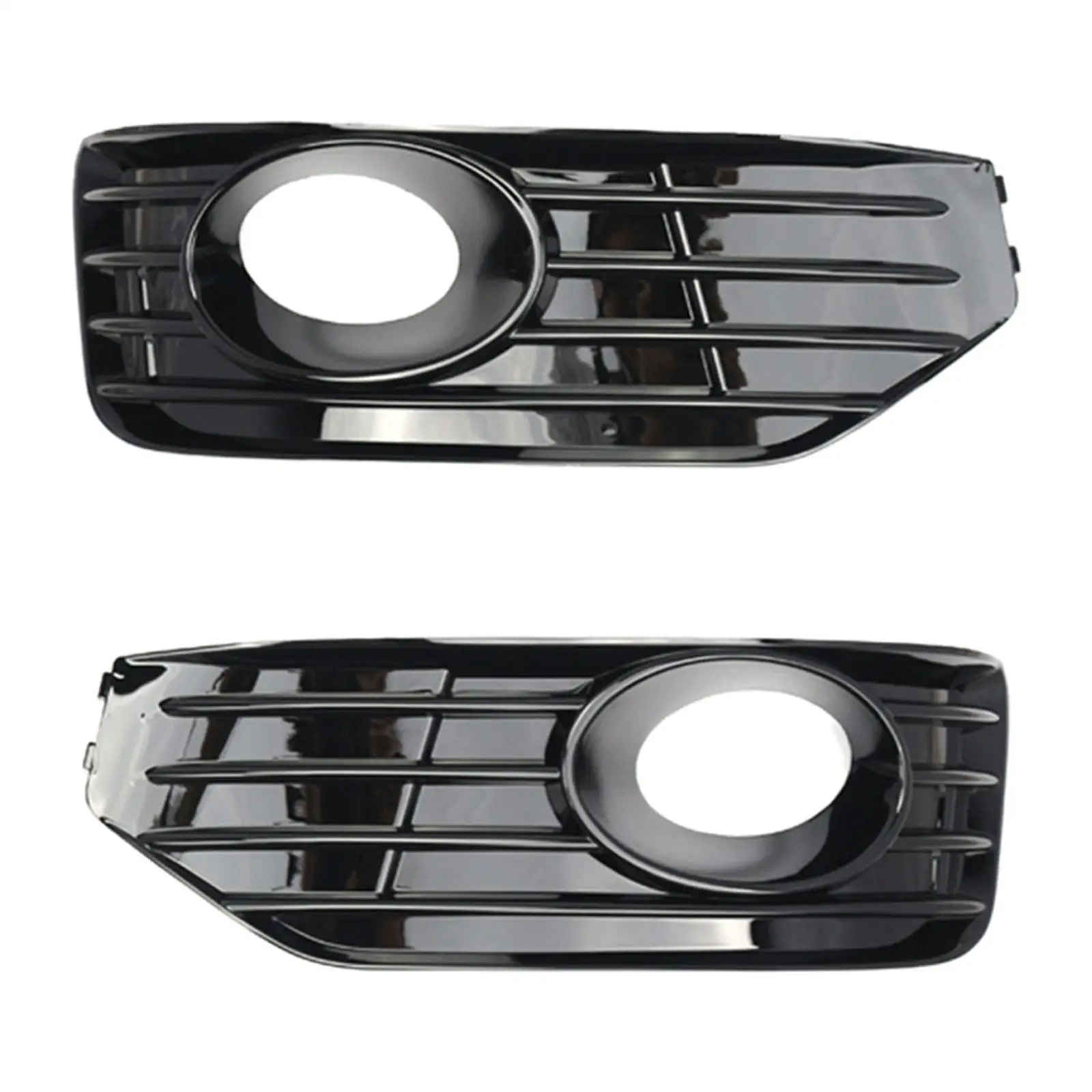 2Pcs Fog Light Grille Lamp Covers Parts Gloss Black Replacements Car Front Bumper Left and Right Side for VW T5.1 Sportline