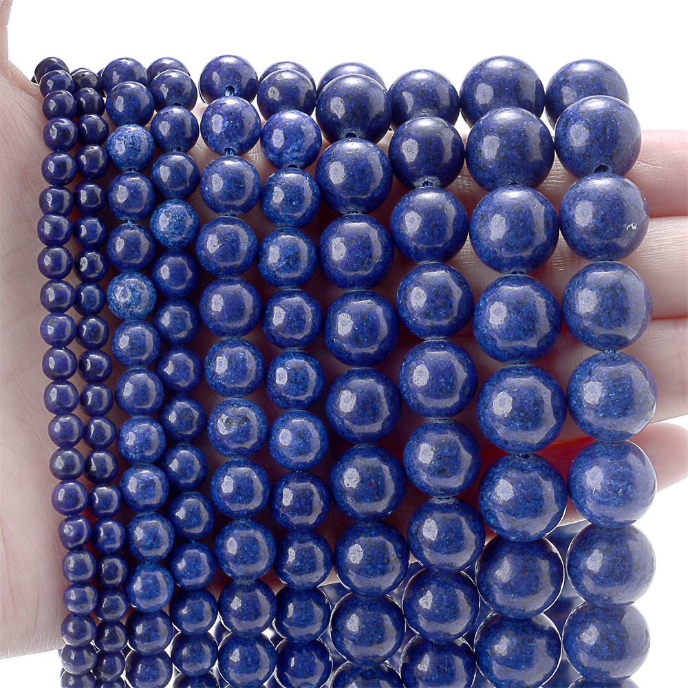 Natürliche Lapislazuli-Steinperlen, runde Abstandsperlen für Schmuckherstellung, DIY-Charms, Armbänder, Halsketten, Zubehör, 4, 6, 8, 10, 12 mm – Detail 1