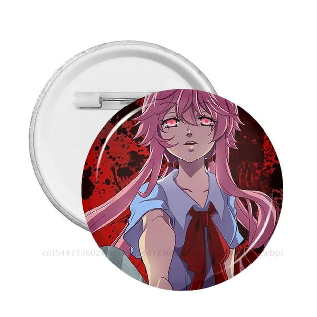 Angry Gasai Yuno Badge Future Diary Mirai Nikki Metal Brooch Soft