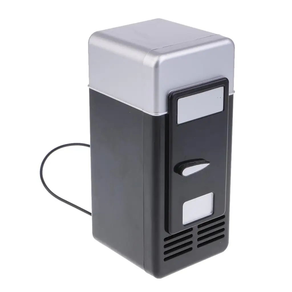 Portable Car Mini Fridge 5V Heat and Cool USB Refrigerator LED Light Black