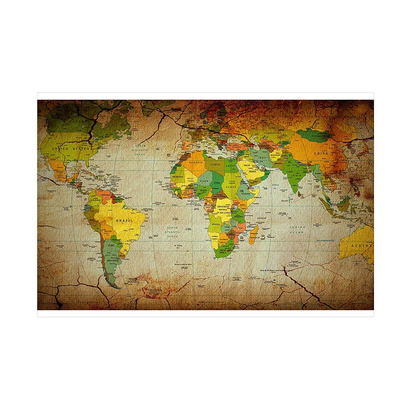 150*100 см винтажная карта мира на английском, нетканый материал,Современный художественный фон, украшение комнаты, товары для путешествий иклассов