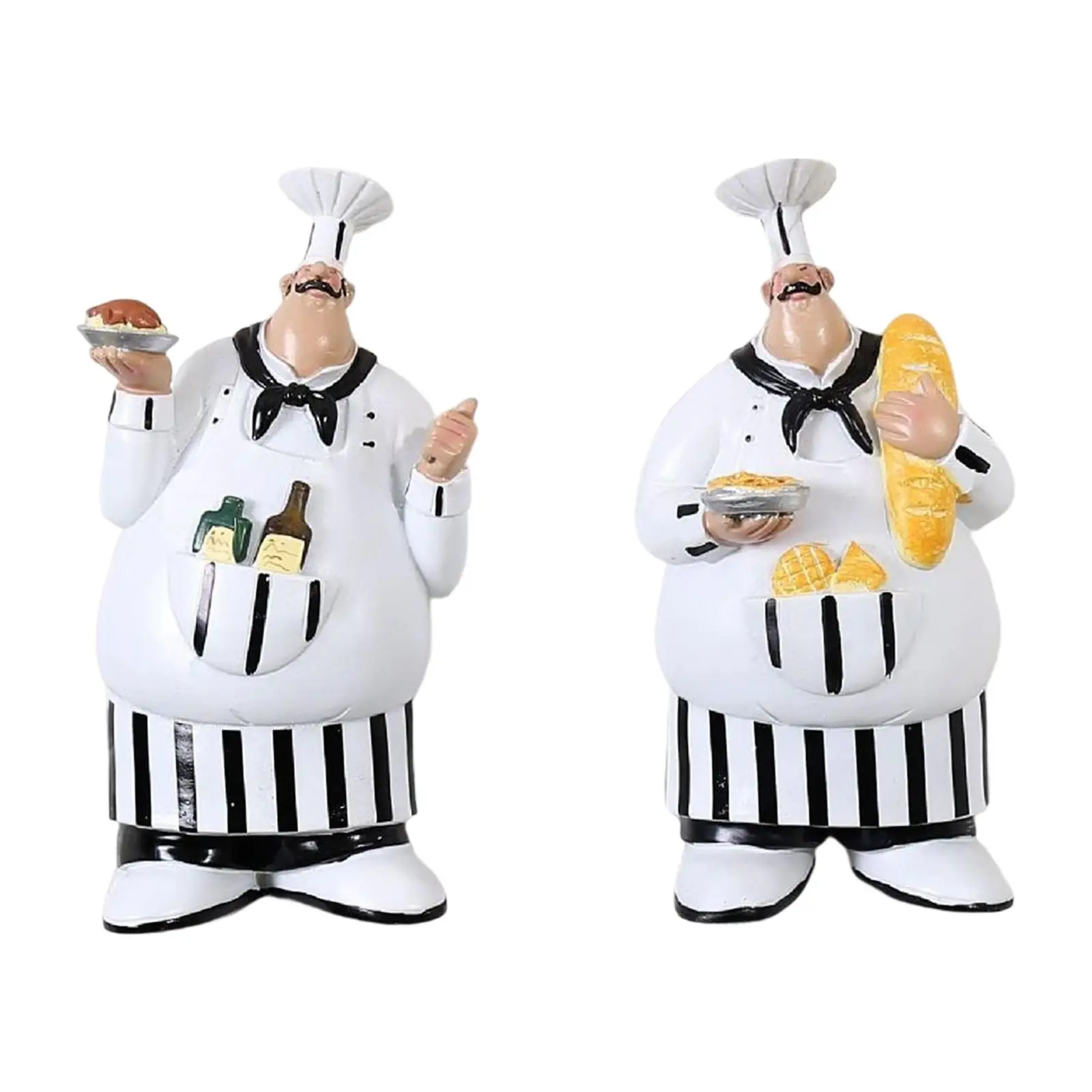 2x Wall Mounted Italian Chef Figurines Collection Welcome Sign Plaque Cook Statue for Farmhouse Wall Kitchen Home Decor