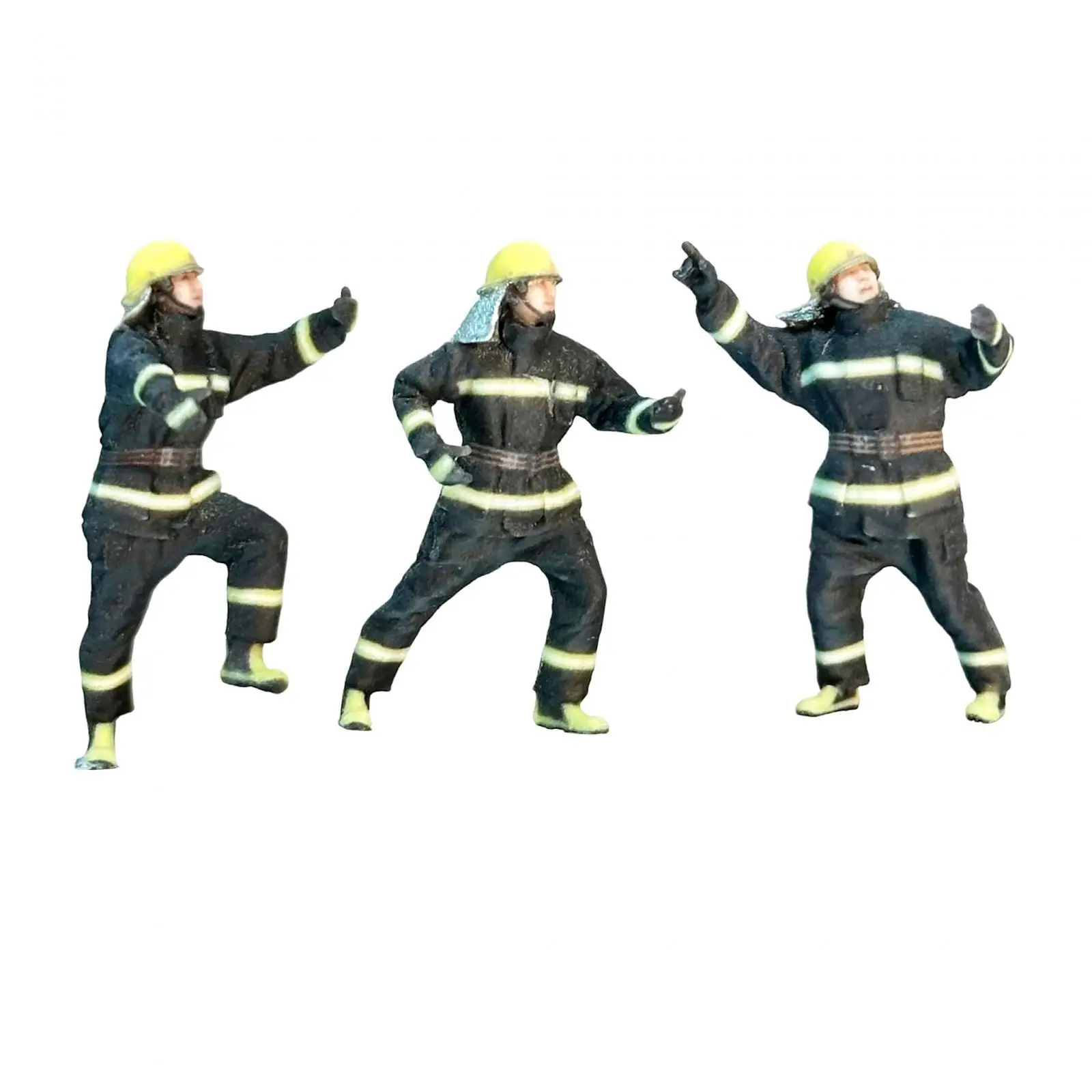 1/64 Diorama Figure Realistic Painted Firemen Playset for Street Dollhouse Accessories Railway Collections Model Building Kits