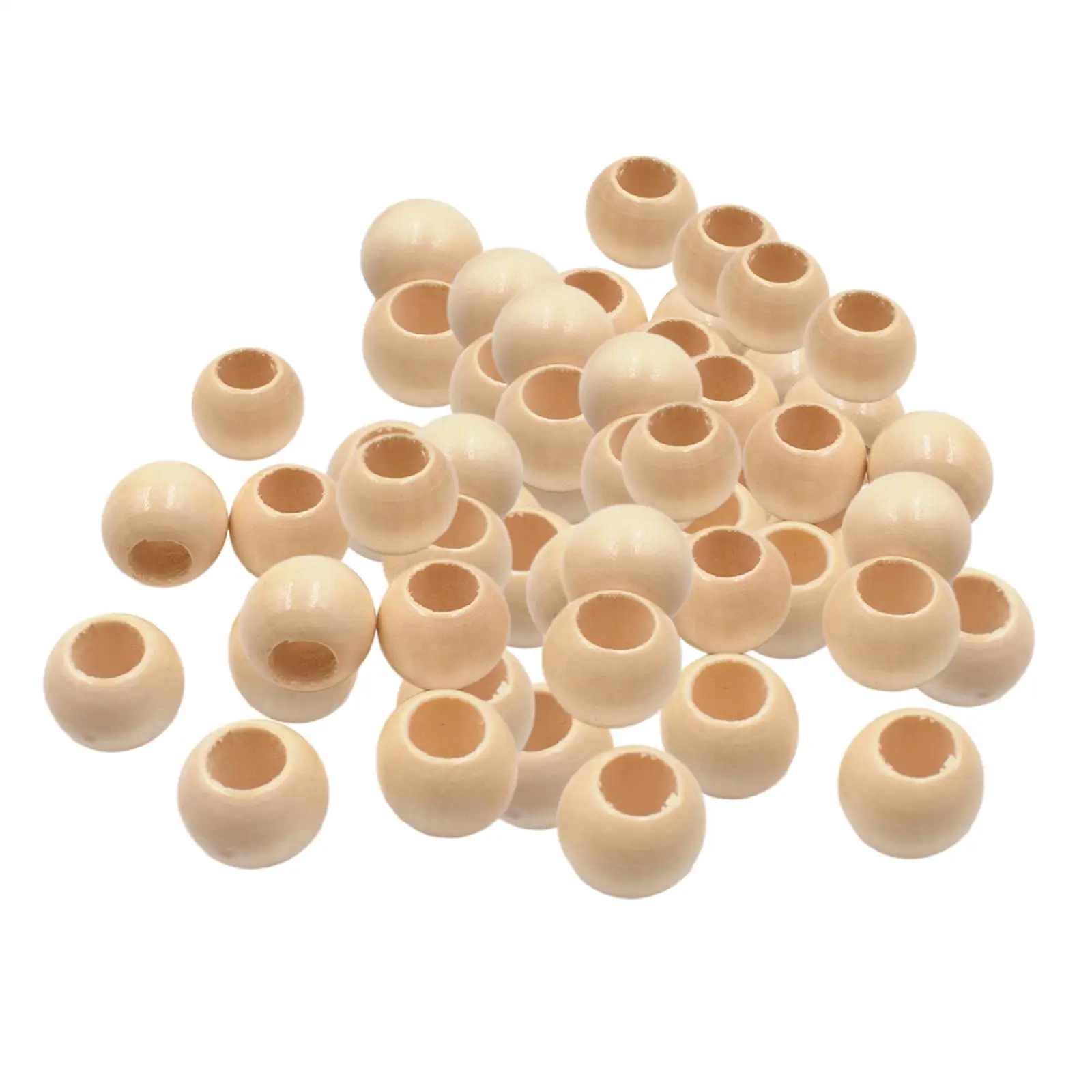 100x Wood Beads Craft Handmade Supplies 2cm Balls Round Beads Loose Beads for Jewelry Making Pendants Party Farmhouse Decoration