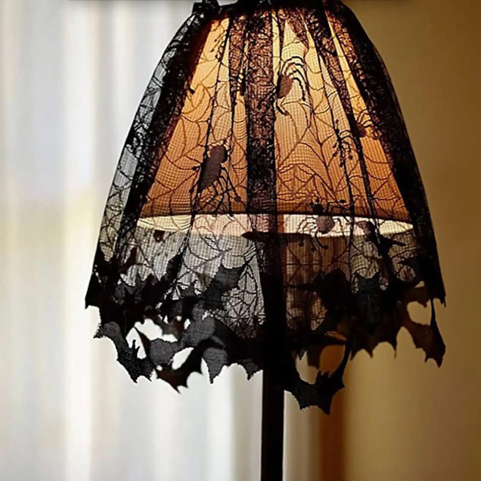 Lampshades Cover Spider Spiderweb Lampshades Light Cover Scarf Halloween Lamp Shade for Party Wall Fireplace Decor Supplies