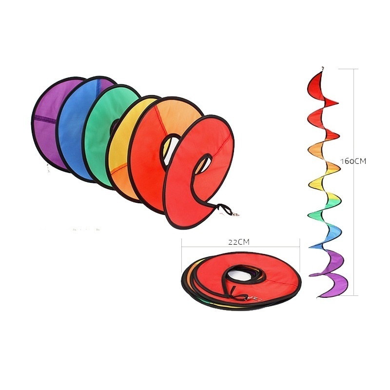 1Set Faltbare Regenbogen Spirale Windmühle Zelt Bunte Schöne Wind Spinner Garten Outdoor Camping Picknick – Detail 8