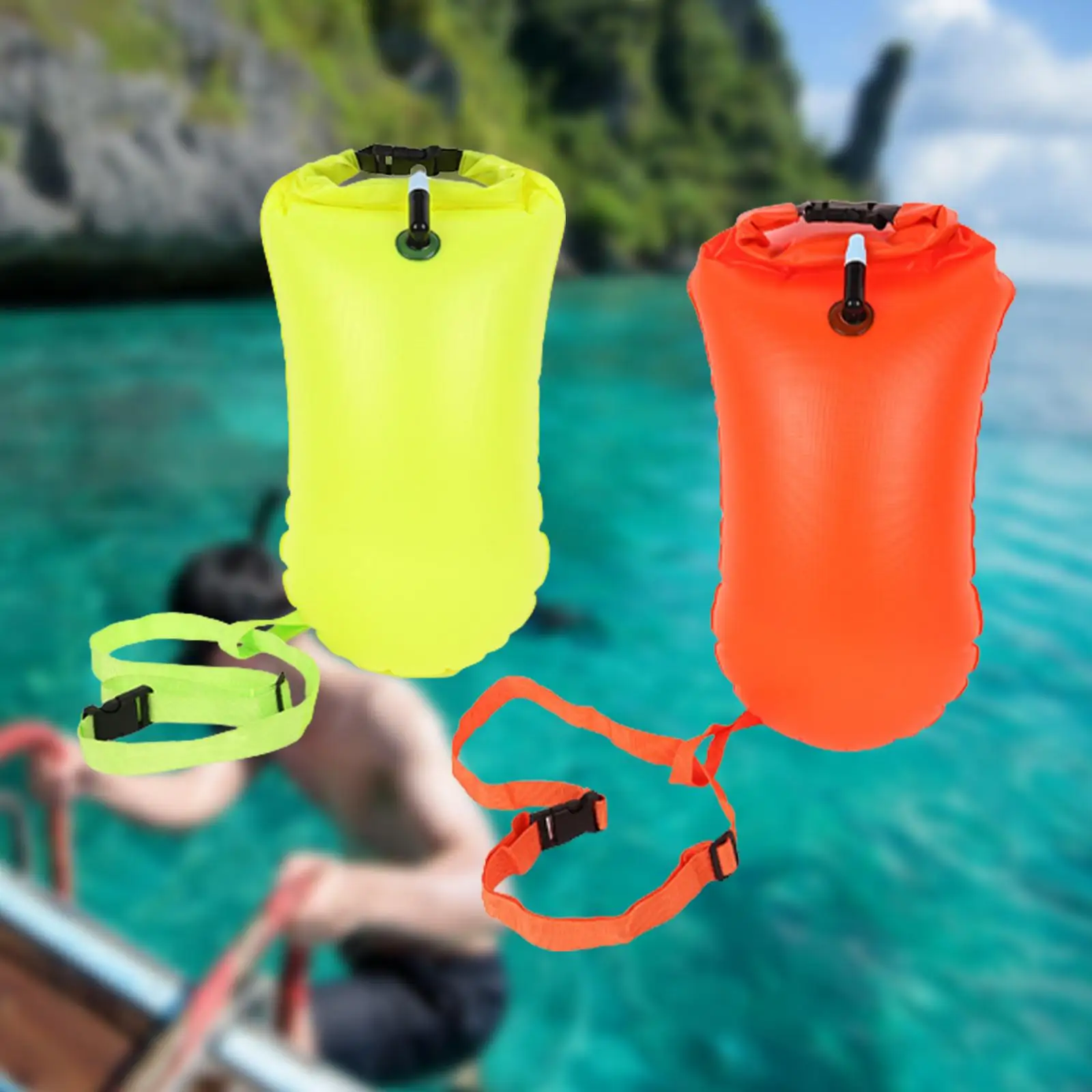 Swim Buoy Waterproof Bag High Visible Kayak Waterproof Storage Bag for Camping Sailing Surfing Canoe Kayaking