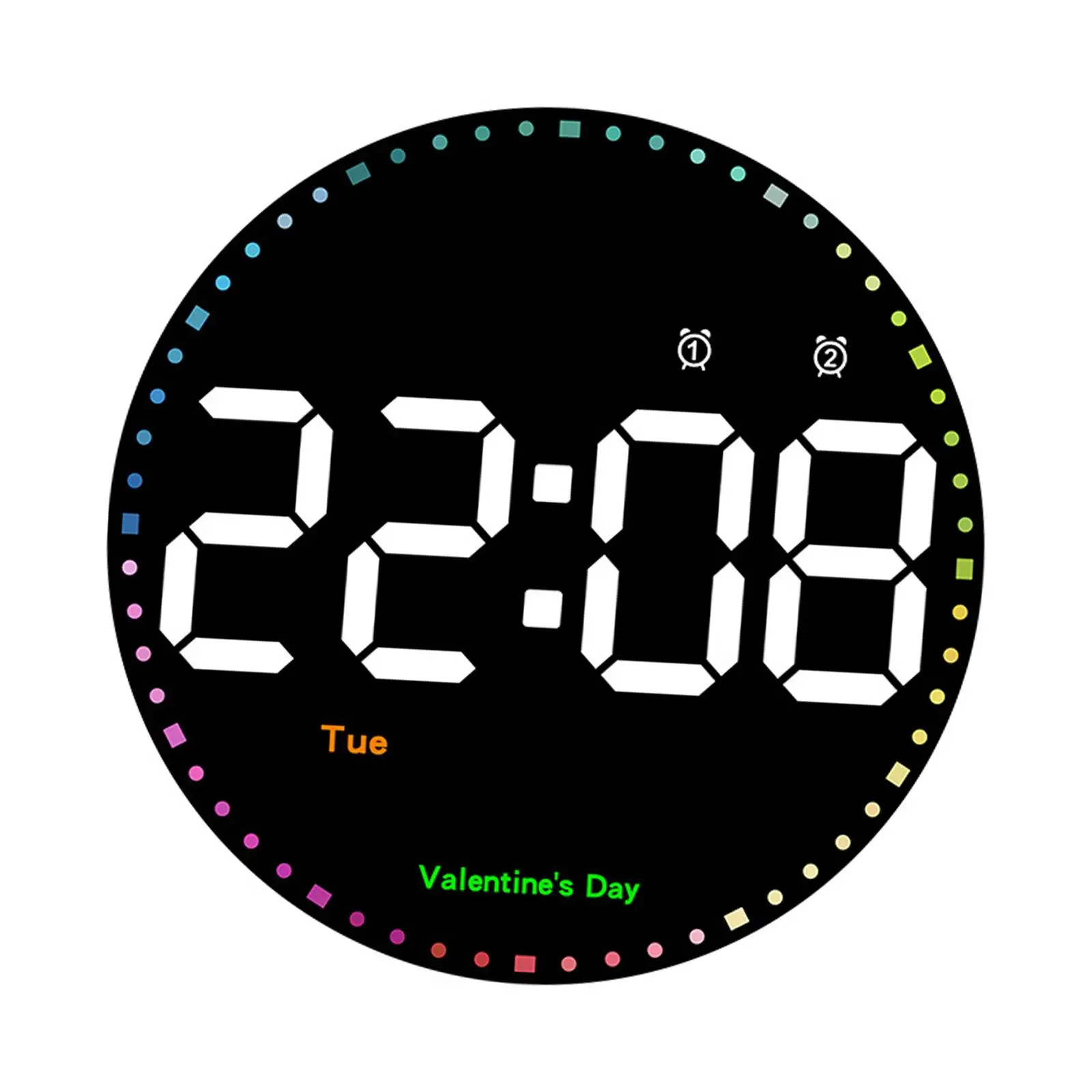LED Digital Wall Clock Calendar Remote Control Snooze Countdown Timer Temperature Alarm Clock for Bedroom Office Seniors