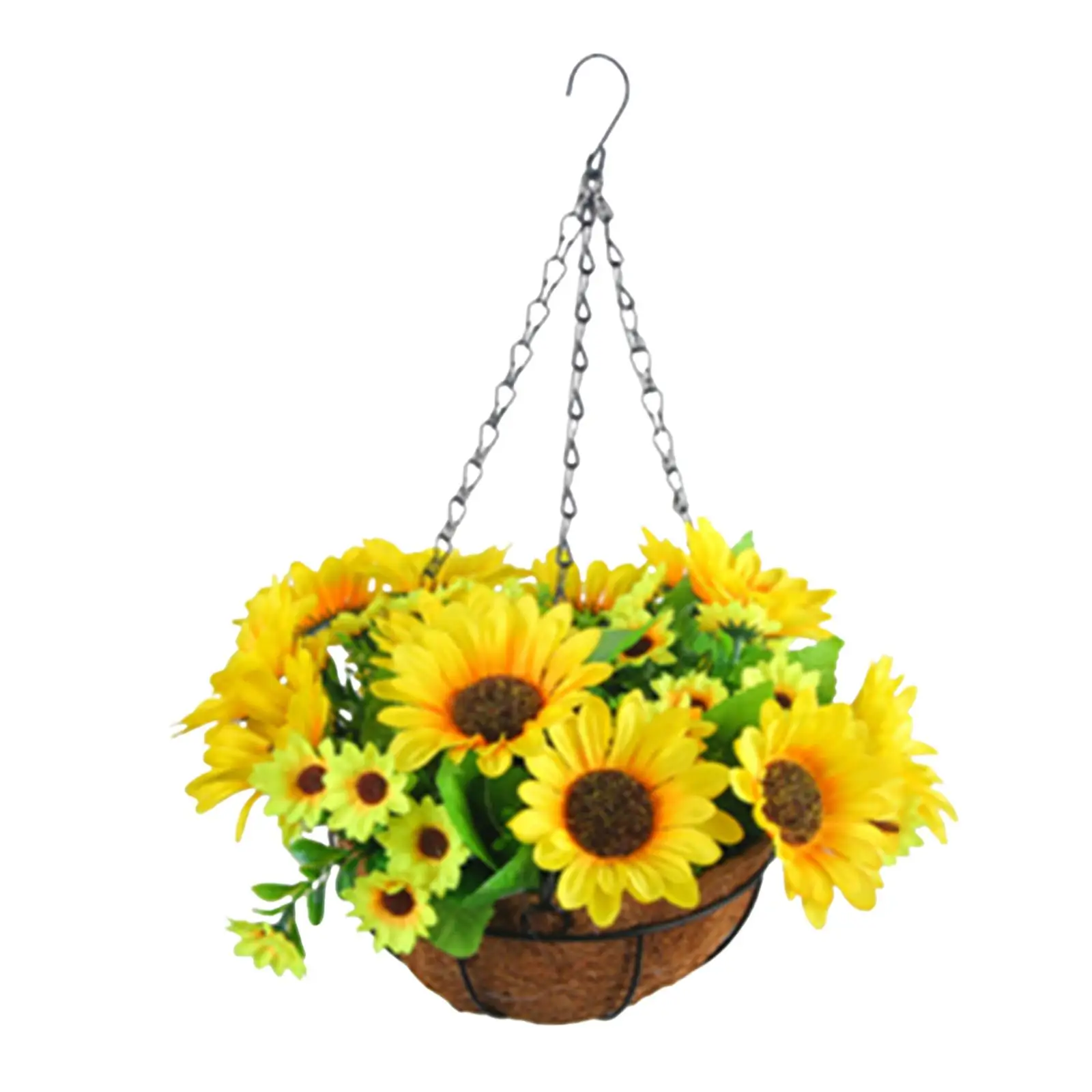 Artificial Hanging Flowers in Basket with Lining Basket Artificial Sunflower Bouquets for Home Outdoor Kitchen Tabletop Bathroom