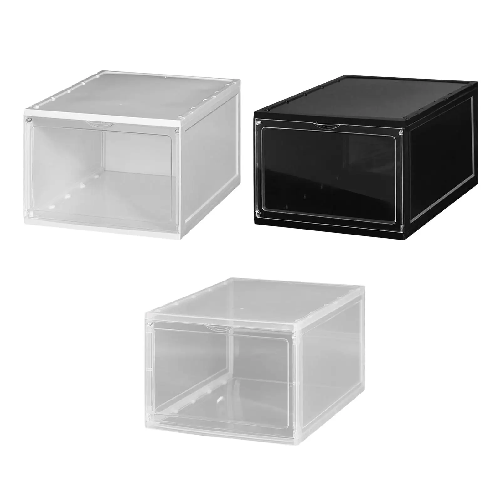 Shoe Storage Box Stackable Shoe Bins Display Case Easy Cleaning with Lid Toy Storage Box for under Bed Cloakroom Closet