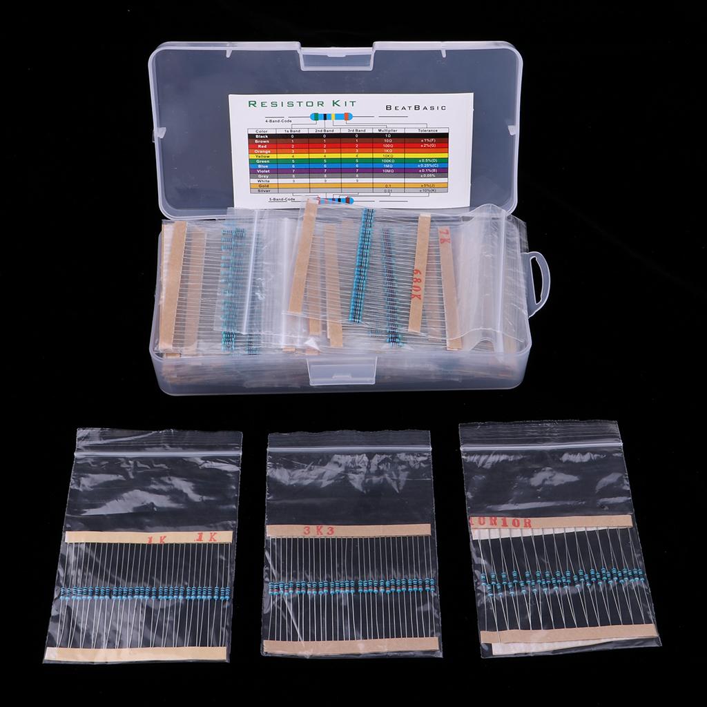 1140Pcs 38 Values 1/4W Metal Film Resistors Assortment For DIY & Experiments