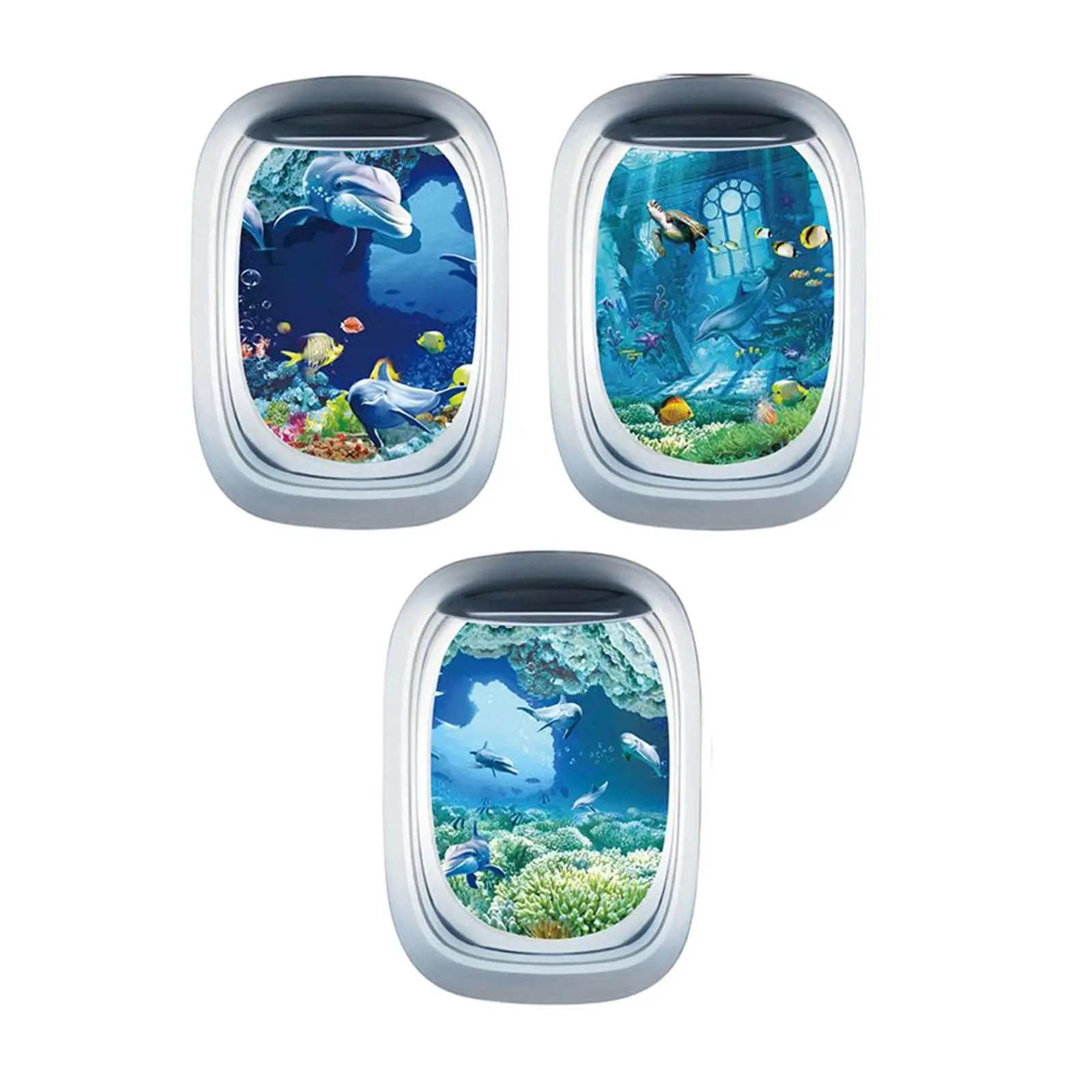 3x Bathtub Stickers Tub Decals Waterproof Underwater World for Decorations