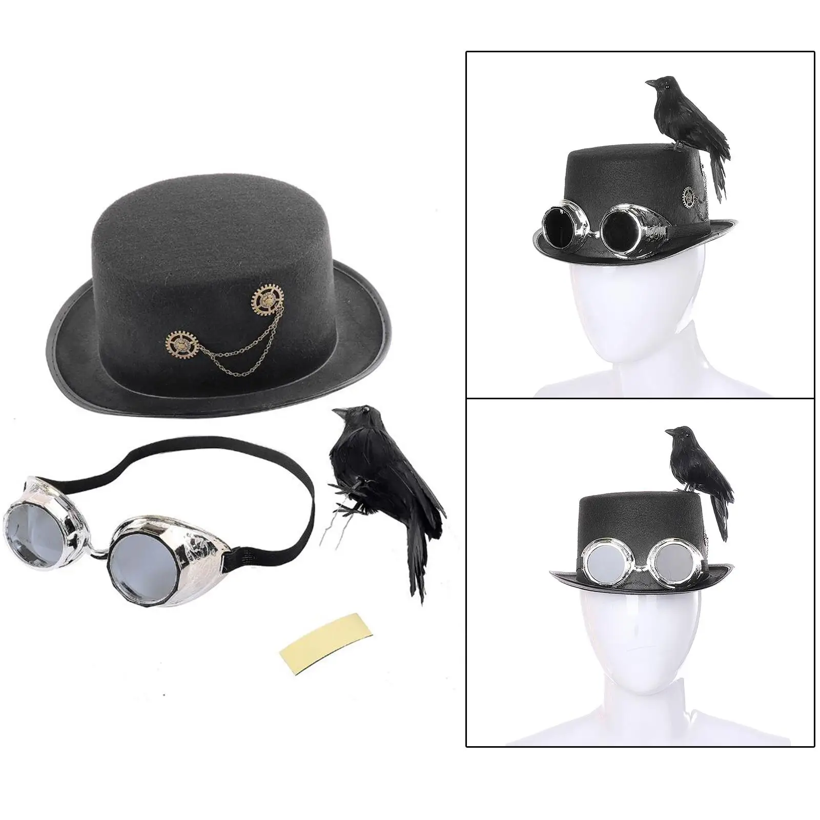 Women Men Steampunk Top Hats Gothic Victorian Black Hat for Cosplay Party