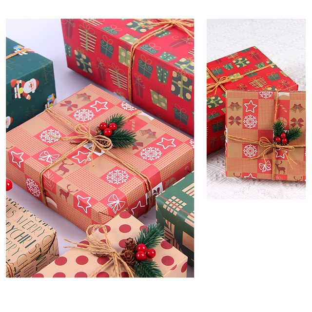 50*70cm 2022 Christmas Wrapping Paper Wedding Green Xmas Decoration Gift Wrap  Kraft Packing Paper Happy New Year Origami Paper - Craft Paper - AliExpress