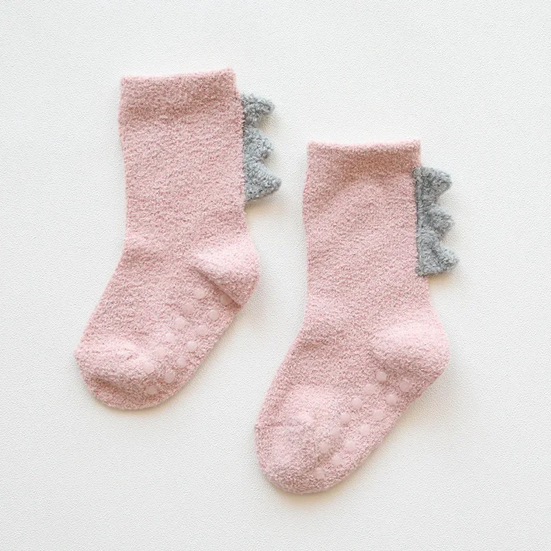 S0f2e84a942914818a69755b9157561bf6 2Pairs Lovely Cute Cartoon Dinosaur Kids Baby Socks Girl Boy Non-slip Floor Socks Animal Infant Soft Cotton Thick Warm Leg Socks