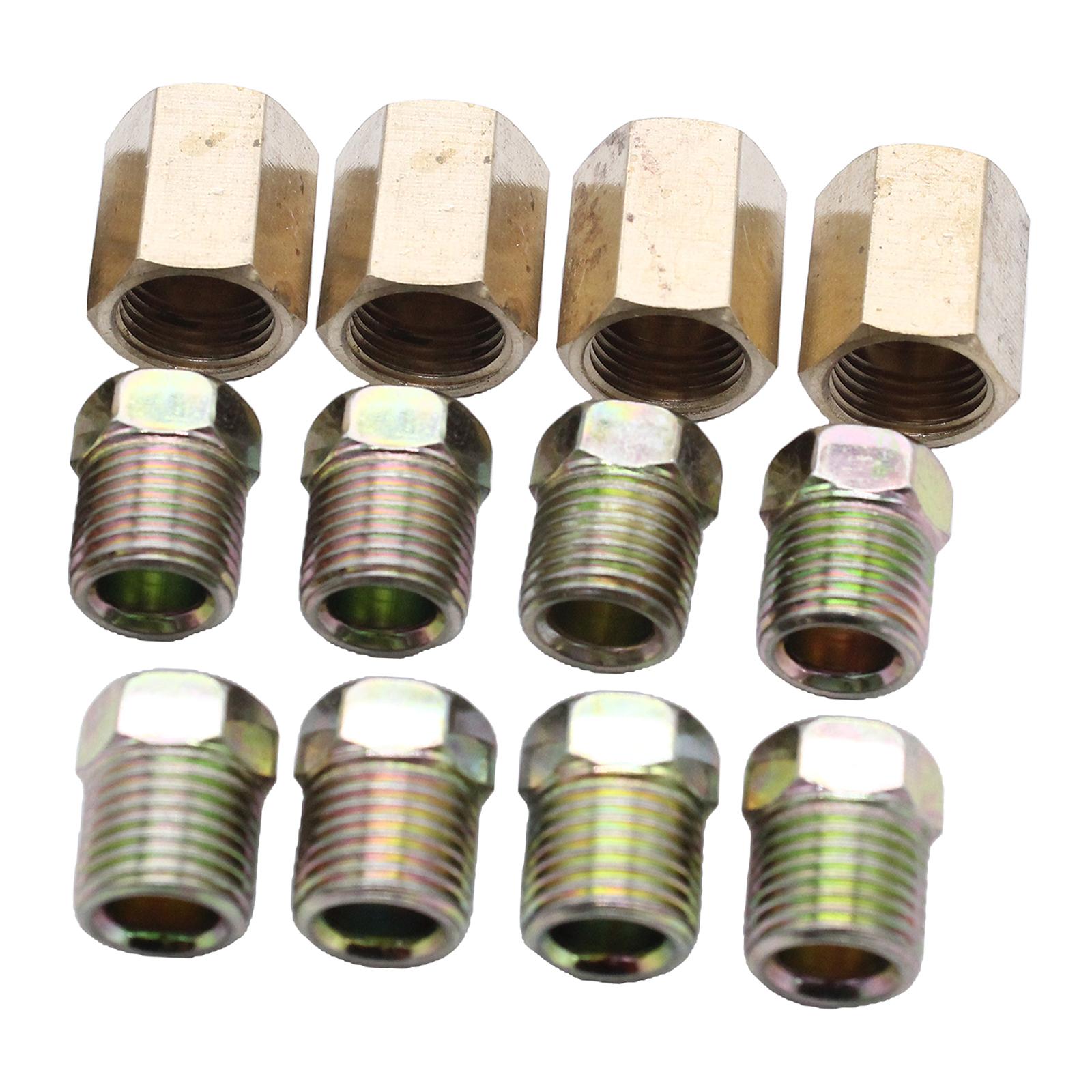 1/4 inch Brake Line Connector Fittings Brass Unions 7/16-24 Inverted Motors Parts