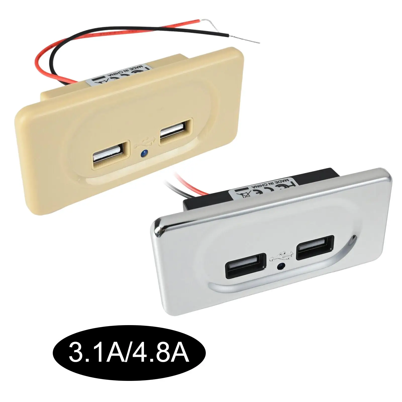 Dual USB Charger Socket Panel Power Adapter Outlet Universal Fast Charging Charger for Car Motorcycle Car RV Tablet