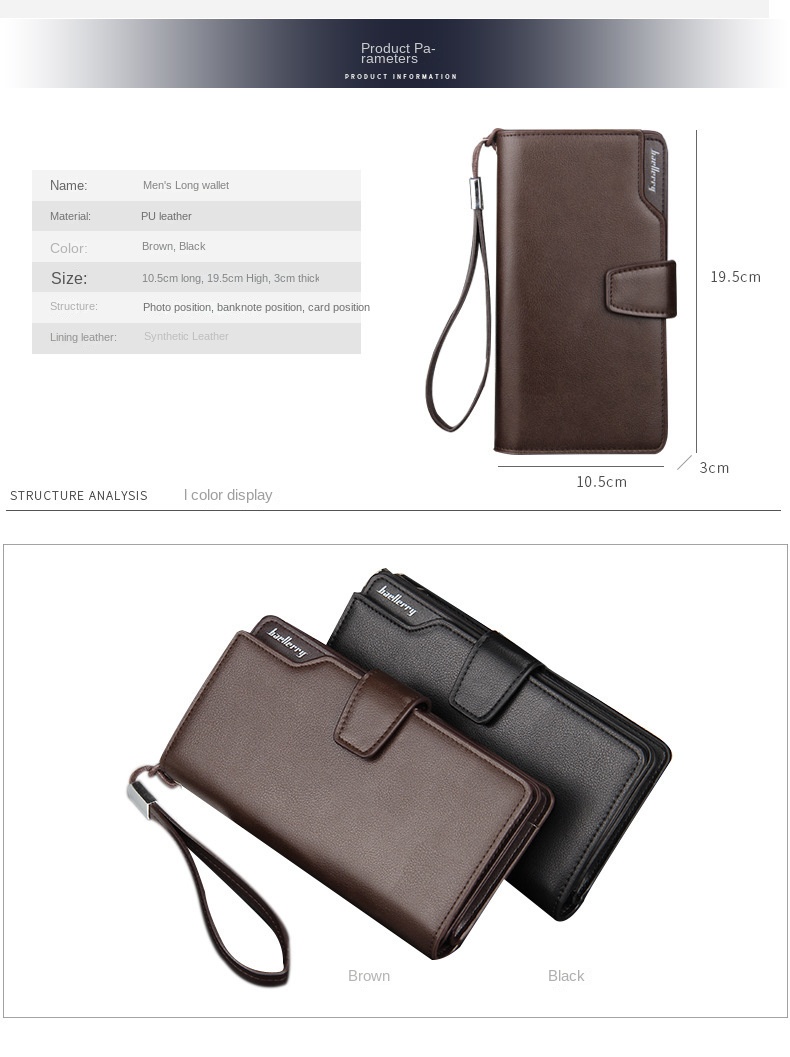 BAELLERRY Herren Geldbörse Neue Auflistung Multifunktionale Clutch Retro Reißverschluss Handytasche Herrentasche_voghion.com