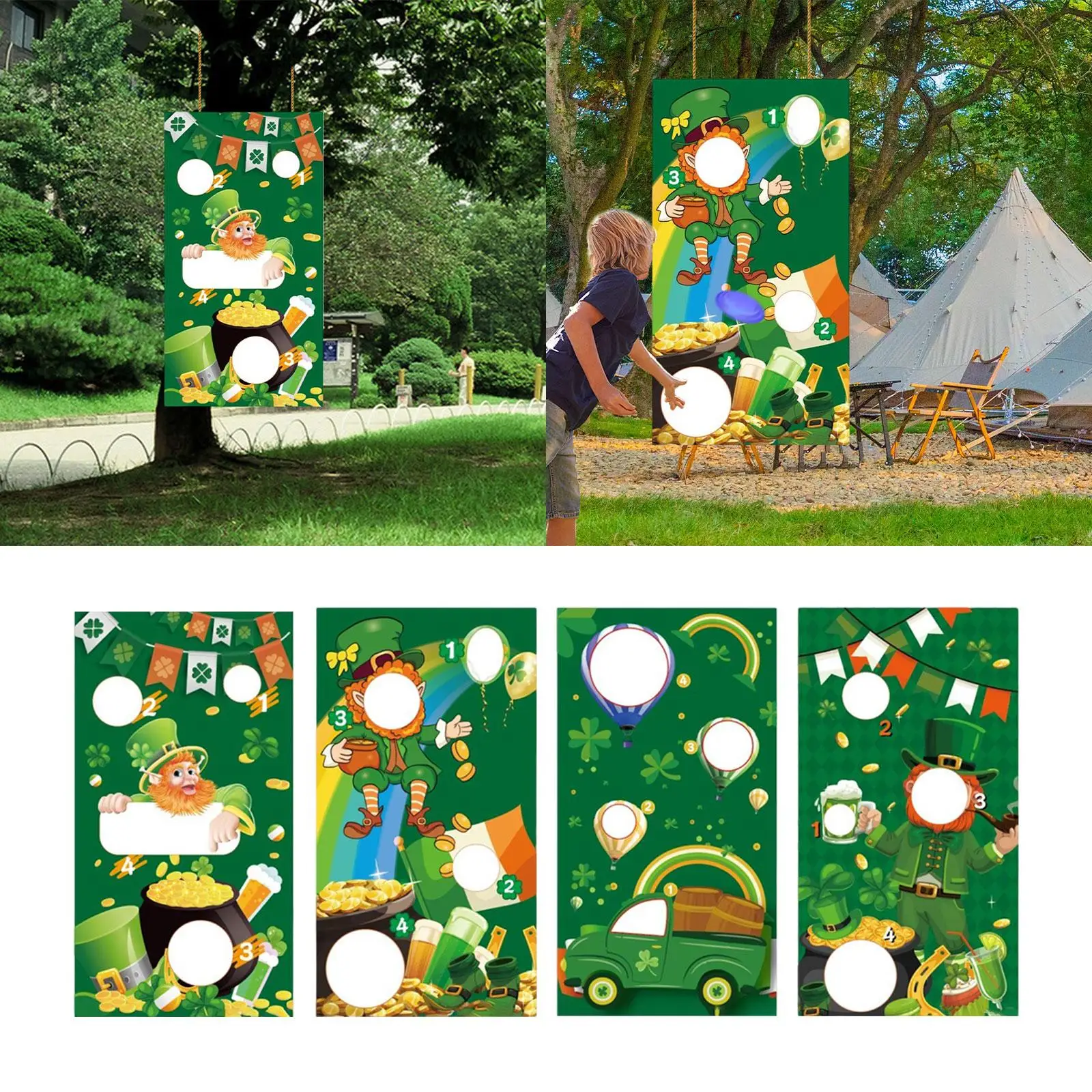 Toss Game Banner Throwing Game with 3 Sandbag Party Game Favors Banner for Carnival Family Game