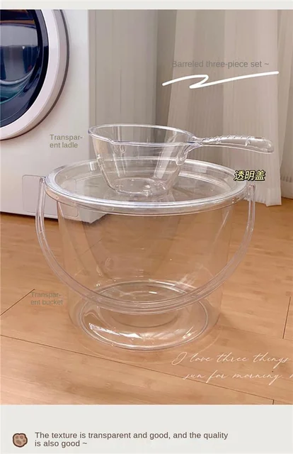Light Luxury and Practical Transparent Portable Buckets Household Plastic  Bath Bucket Thickened Water Storage Bucket with Cover - AliExpress