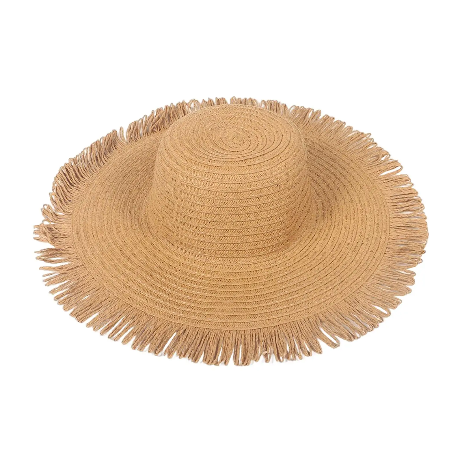 Womens Straw Sun Hat Wide Tassels Brim Large Sunhat 18