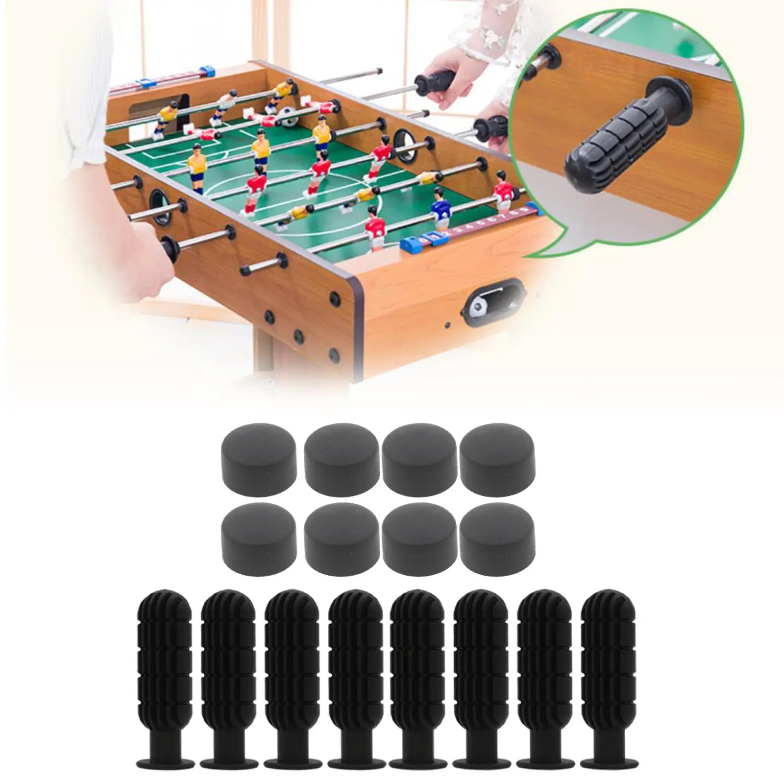 8 Pairs Foosball Replace Table Football Handle Grips & End Plugs Accessories