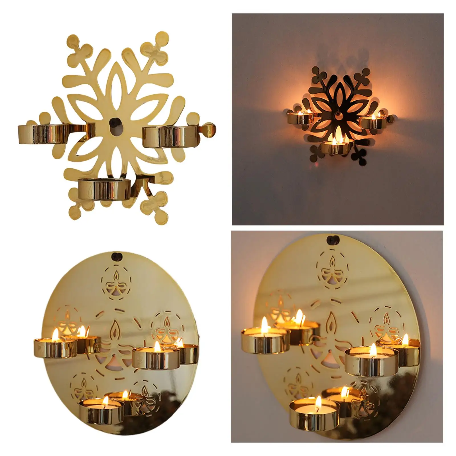 Wall Sconce Candle Holder, Gold Wall Mount Metal Candle Sconces, Tea Light