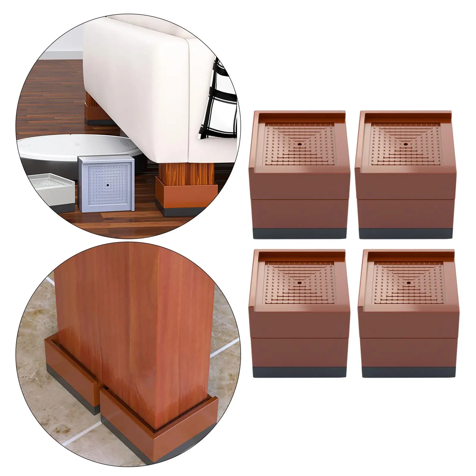 4PCS Durable Bed Risers Square Furniture Legs Floor Feet Bed Risers Protectors Floor Protector Pads Furniture