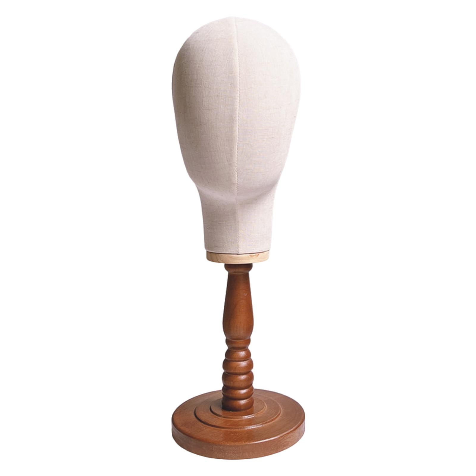 Hat Head Display Tabletop Manikin Head with Wood Base for Home Salon Hairdresser Training Styling Drying Beginner Stylist