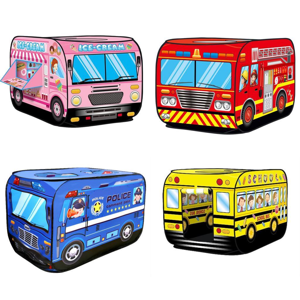 Kids Children Tent Popup Play Tent Toy Outdoor Foldable Playhouse Fire Truck Police Car Game House Bus Tent Indoor Outdoor Game