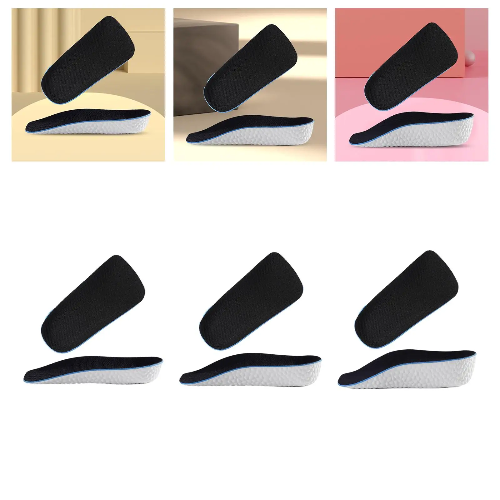 2Pcs Height Increase Insoles Shock Absorption Soft Non Slip Heel Lifts Cushion Pads for Running High Heels Walking Hiking Boots