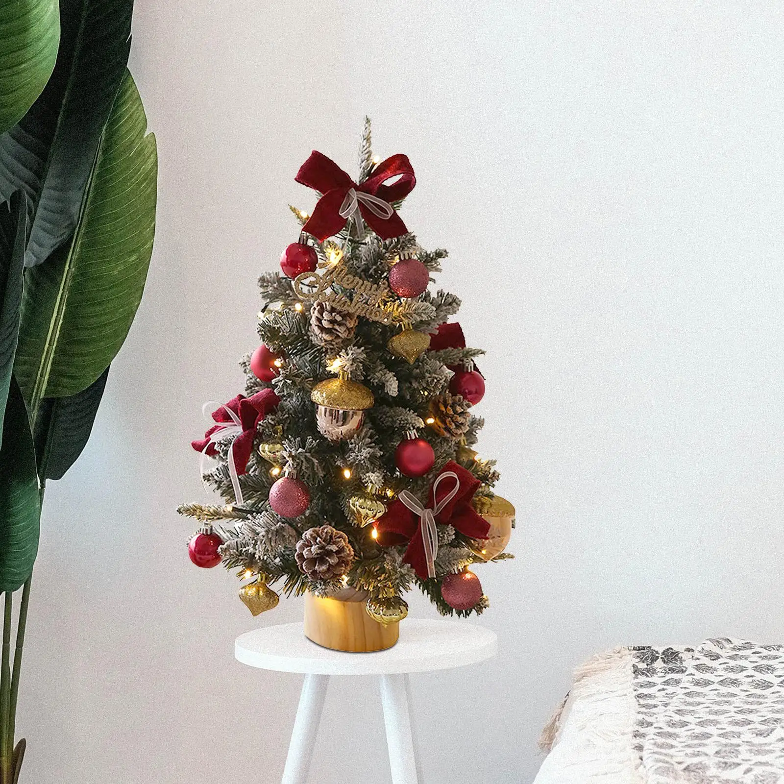 Artificial Christmas Tree with Lights Small Xmas Tree for Living Room Table Holiday Bedroom Fireplace