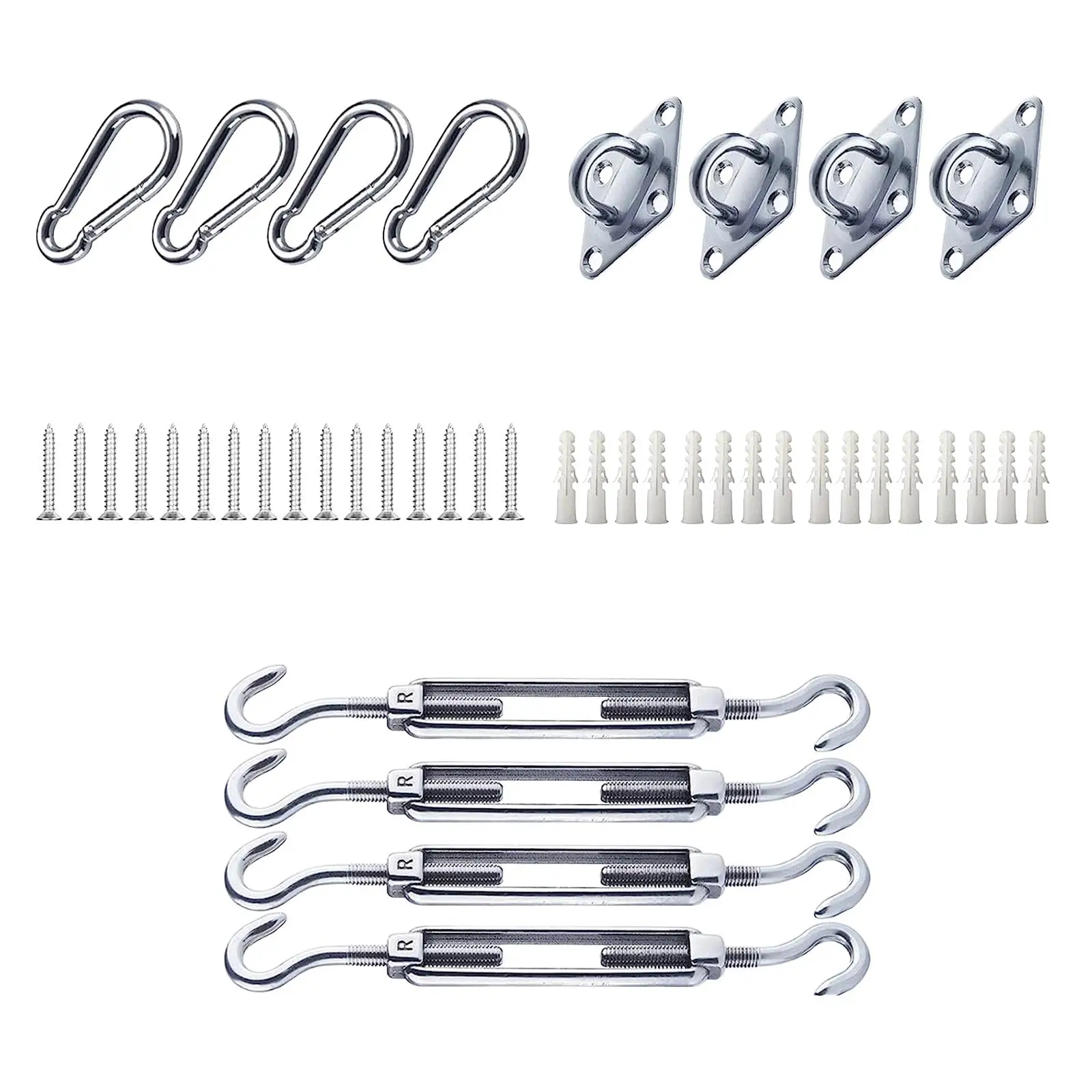 Canopy Installation Kits Stainless Steel Metal Sail Shade Hardware Kits Awning Attachment Set for Deck Lawn Patio