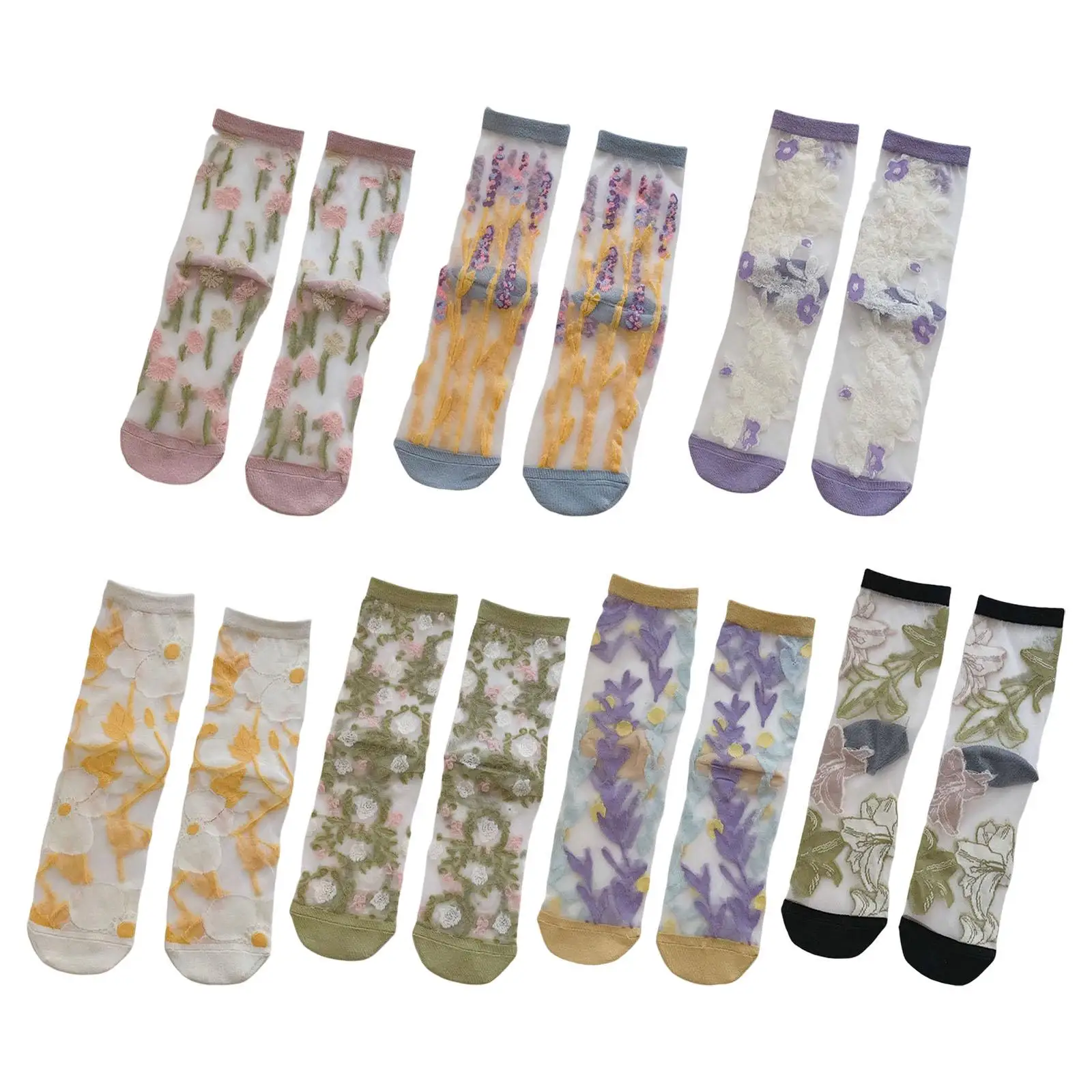 Women  Socks, Floral Mesh Lace with Pattern Breathable  Socks for Skirts
