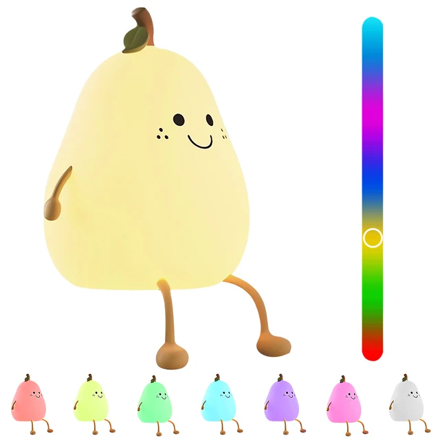 Pear Night Light USB ricaricabile Pear Nightlight con gambe sensore tattile  lampada portatile in Silicone a Led Nursery Decor pera - AliExpress