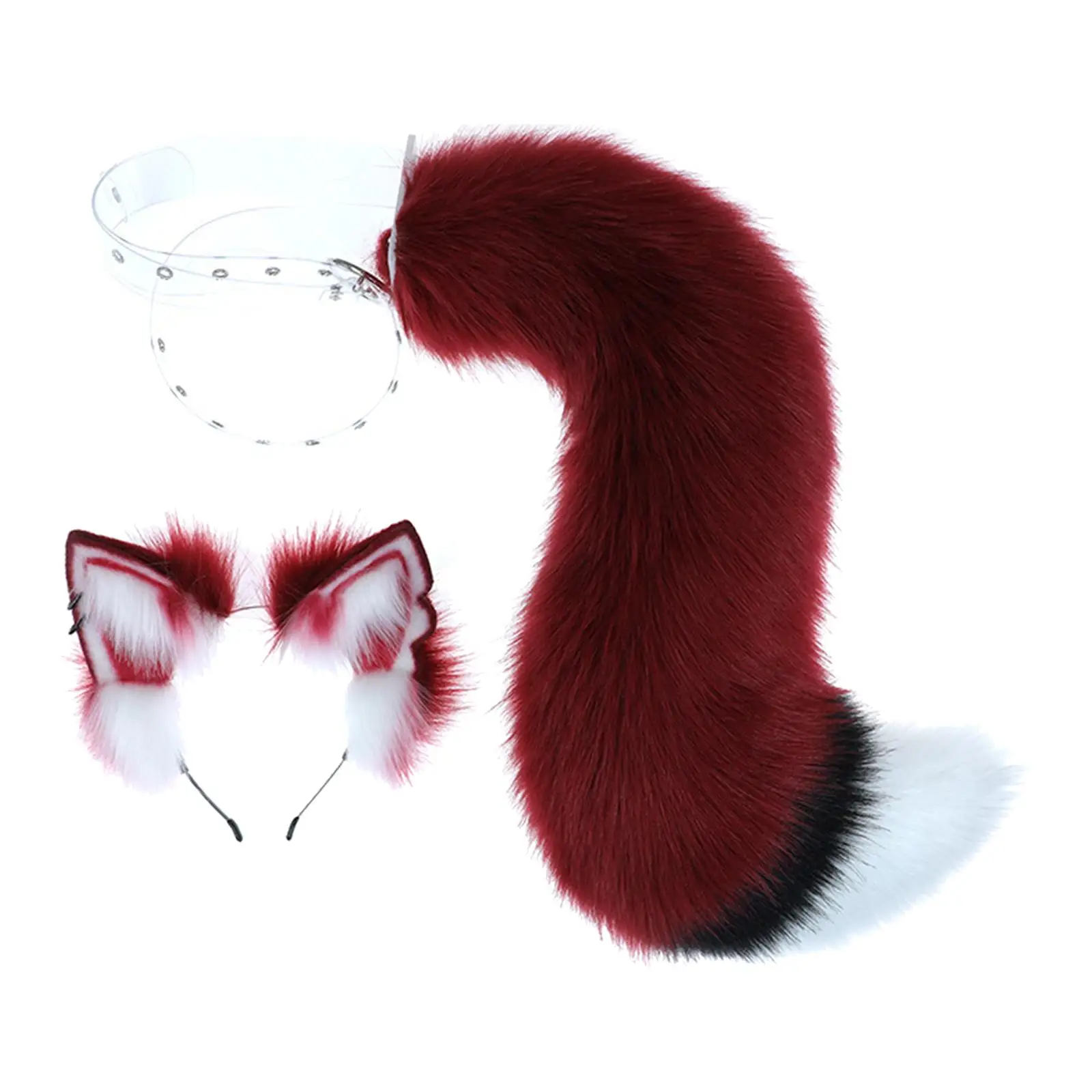 Faux Fur Wolf Ears and Tail Set Costume Accessories Fancy Dress Headwear Decor Decoration Gift Cosplay for Dress up Stage Shows